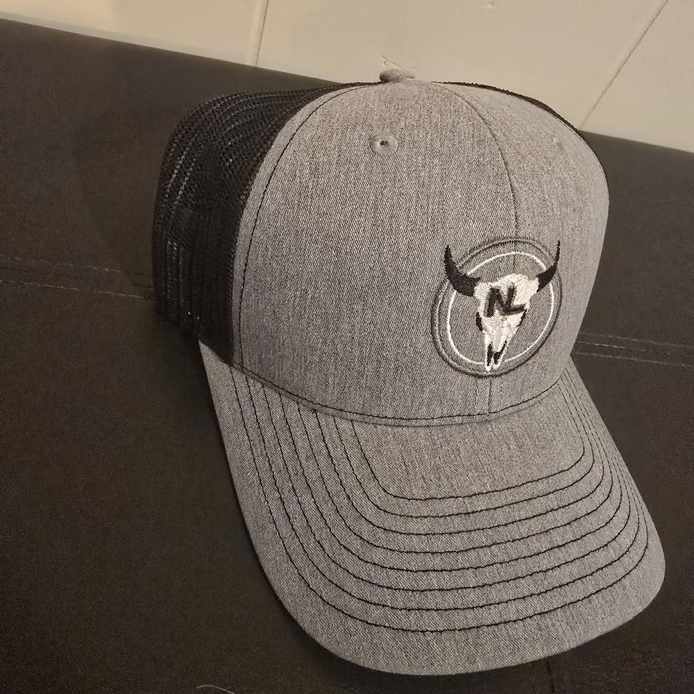 Gray and Black Bull Logo Cap